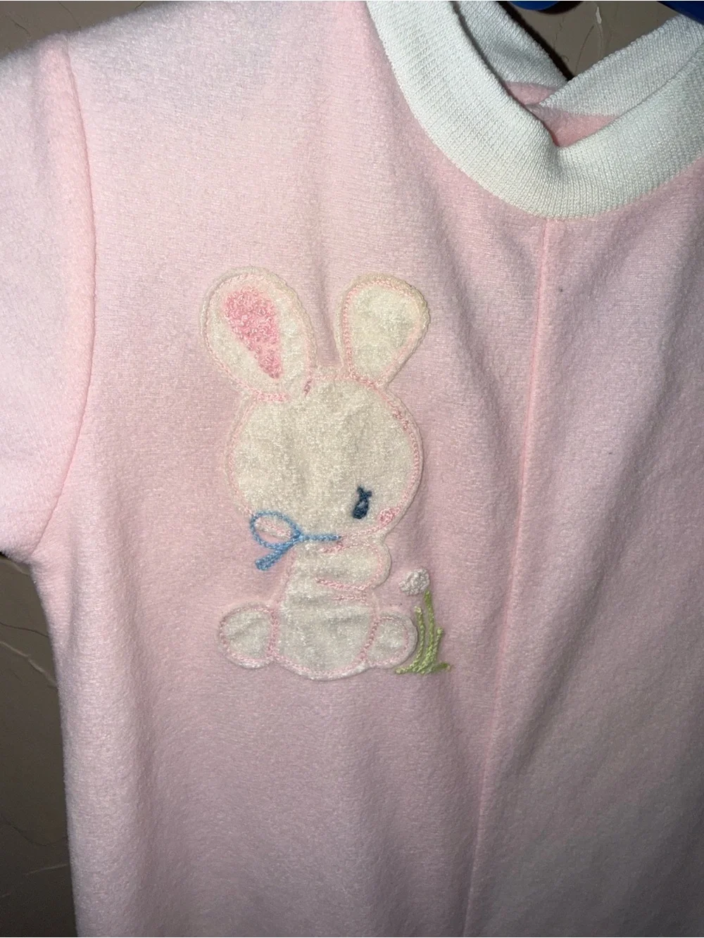 VTG 6 mos Infant Baby Girl Sleep N Play Bunny Pink One Piece Nostalgic Newborn